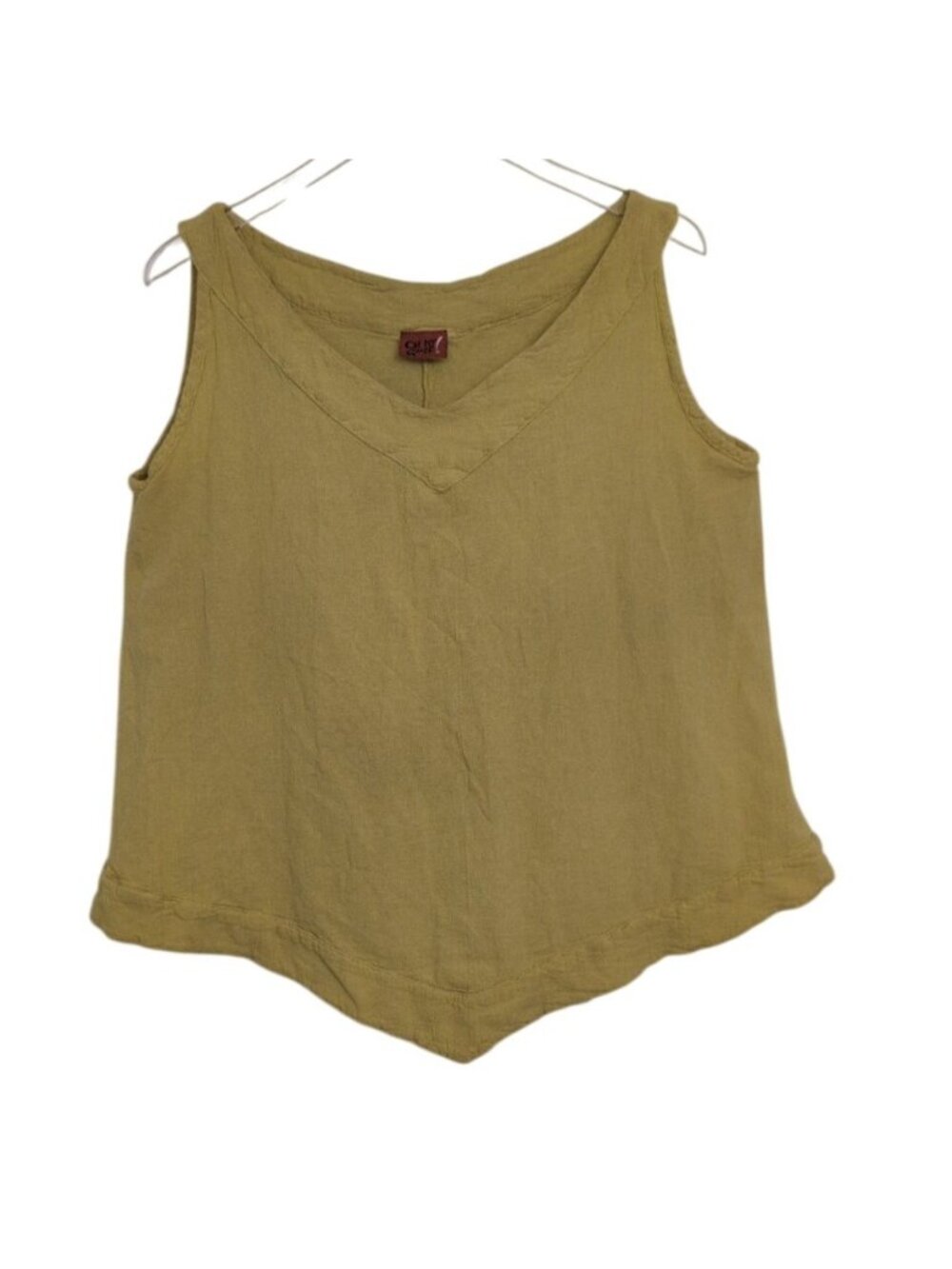 Oh My Gauze 3 Tank Womens Size XXL Yellow Green V Neck Lagenlook Lightweight